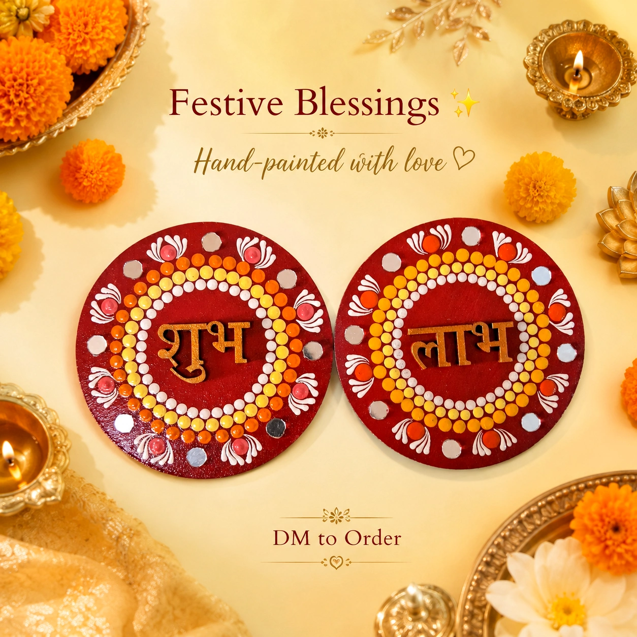 Hand painted Shubh Labh festive decor by Rupali Dighe for Praka Art